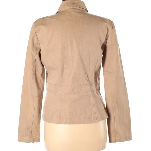 KENNETH COLE NEW YORK Size 8 Tan Khaki Jacket Neutral Cinched Waist Layering - Picture 2 of 9